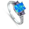thumbnail image 4 of CHOOSE YOUR COLOR Blue Simulated Opal Elegant Ring .925 Sterling Silver Band Purple CZ Female Size 8, 4 of 4