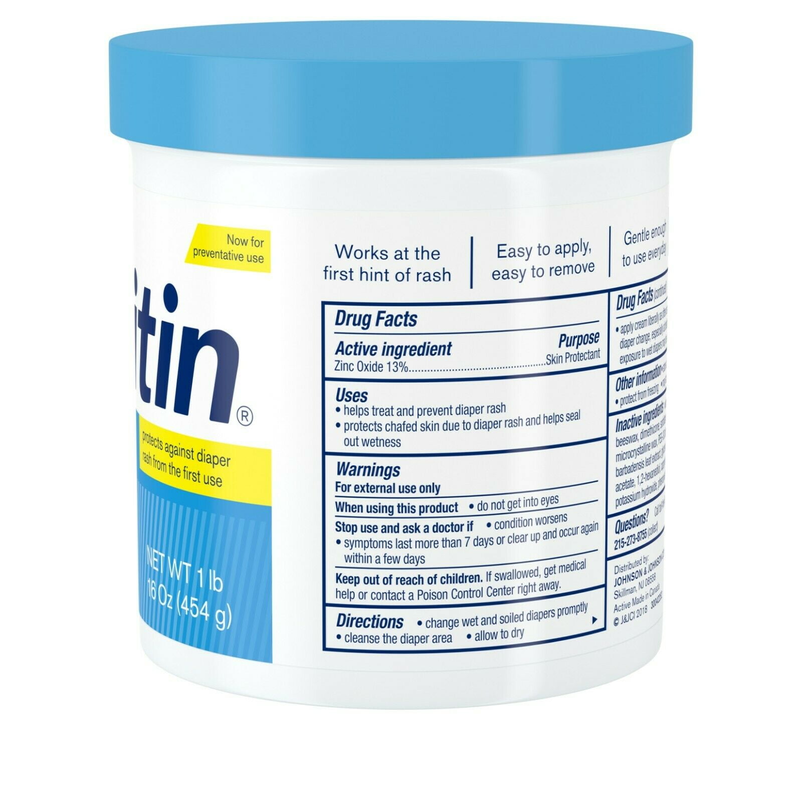 DESITIN Rapid Relief Diaper Rash Cream 16 oz (Pack of 4)