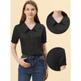 thumbnail image 2 of INSPIRE CHIC Blusa De Trabajo Informal De Algodón Peter Pan Para Mujer Negro XS, 2 of 4