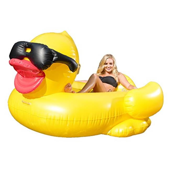 Yellow Small GAME 5020 Derby Duck Inflatable Pool Float Cup Holders 