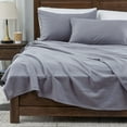 thumbnail image 2 of Sleepdown Twin XL Sheets - 100% Cotton Flannel Bed Sheets Set with Deep Pockets, Brushed Flannel with Elastic Fitted Sheet Set, Soft & Cozy Sheets - 3 Piece Bedding and Pillowcase set - Frost Grey, 2 of 5