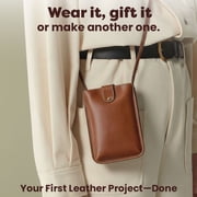 DIY Leather Crossbody Bag Kit for Beginners – Make Your Own Handmade Leather Purse – Pre-Cut Leather Craft Kit with Tools – Black