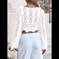 thumbnail image 4 of Suéter Bohemio de Punto con Hombros Descubiertos y Mangas Acampanadas para Mujer, Color , Talla XL, 4 of 8