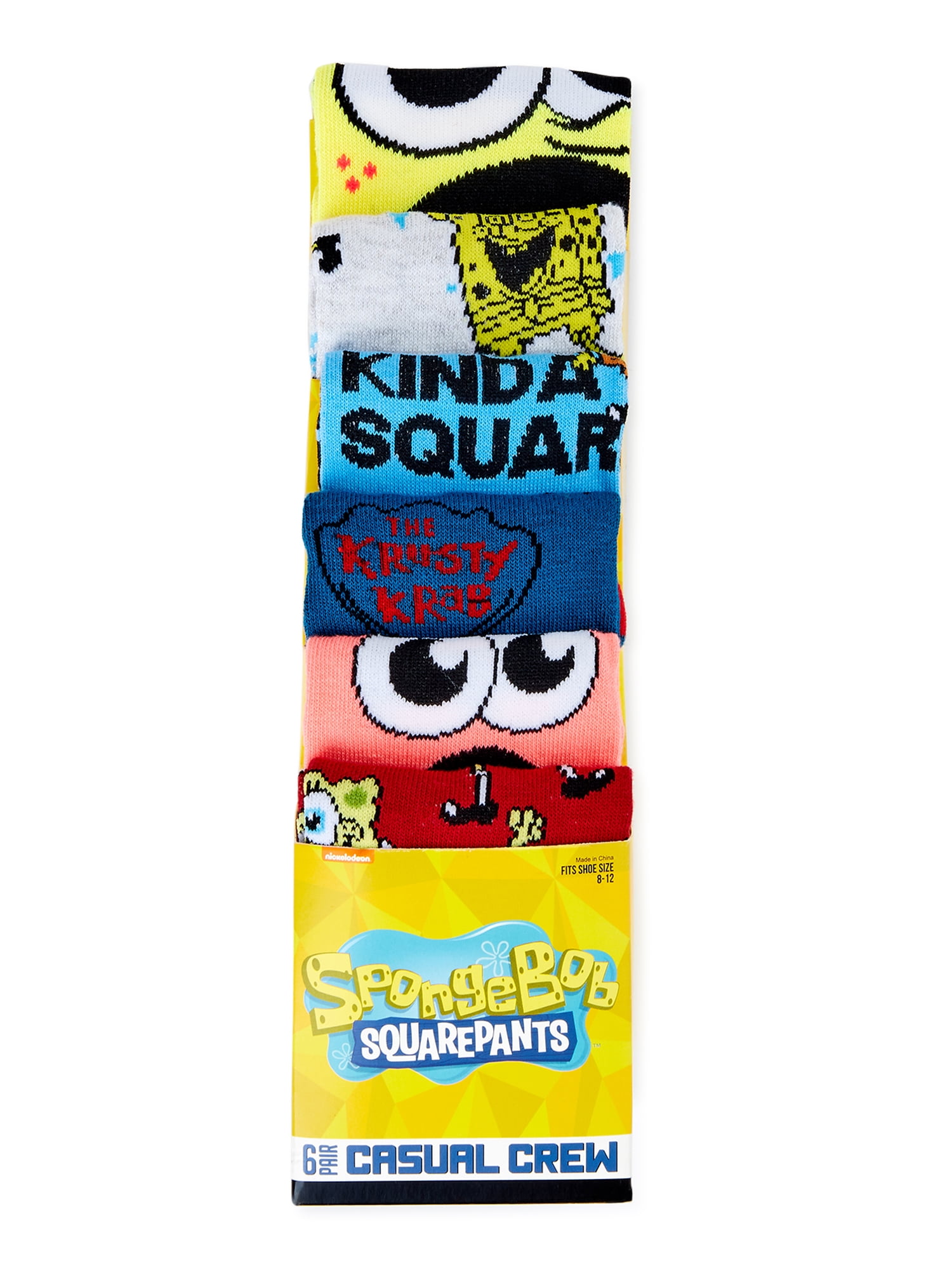 Spongebob Squarepants, Mens Holiday Crew Socks, 3-Pack, Size 6.5-12, Men's, Multicolor