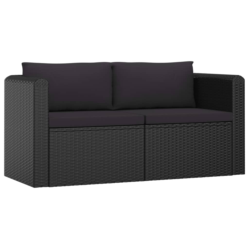 Kepooman Outdoor Sofa Set, Garden Rattan Sofa Set for Two-Person with Two Cushions and Two Pillows, Set of 2 Kepooman Outdoor Sofa Set, Garden Rattan Sofa Set for Two-Person with Two Cushions and Two Pillows, Set of 2
