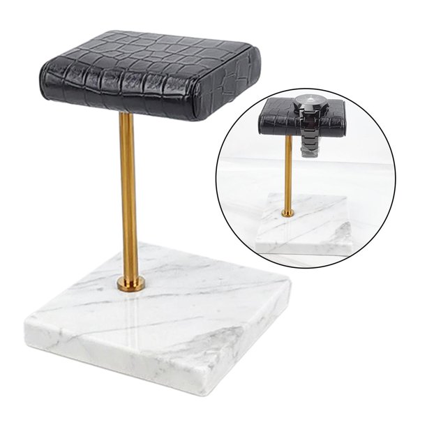 Soporte organizador de almacenamiento de joyería de caja de exhibición de reloj de exhibición de cuero PU de mármol Blanco y dorado Hugo Pantalla de soporte de reloj