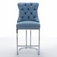 thumbnail image 3 of JINS&VICO 26" Modern Velvet Counter Height BarStools Set of 2, Wingback Bar Stools Chairs with Button Back Rivet Trim Chromed Metal Base for Dining room Kitchen Living Room, Light Blue, 3 of 9