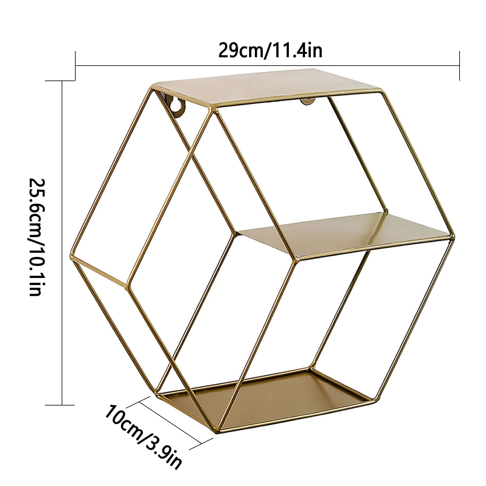 Wall Mounted Floating Shelves Rustic Round Storage Display Hexagonal Wall Hanging Shelf Home Decor for Living Room, Bedroom, Bathroom, Office, Kitchen, Black