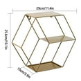 thumbnail image 2 of Decoration Rack Simple Style Wall Hanging Decoration Metal Bracket Wooden Base Natural Stability Beautiful And Generous/ Wrought Iron Hexagonal Grid Wall Rack Bronze, 2 of 8