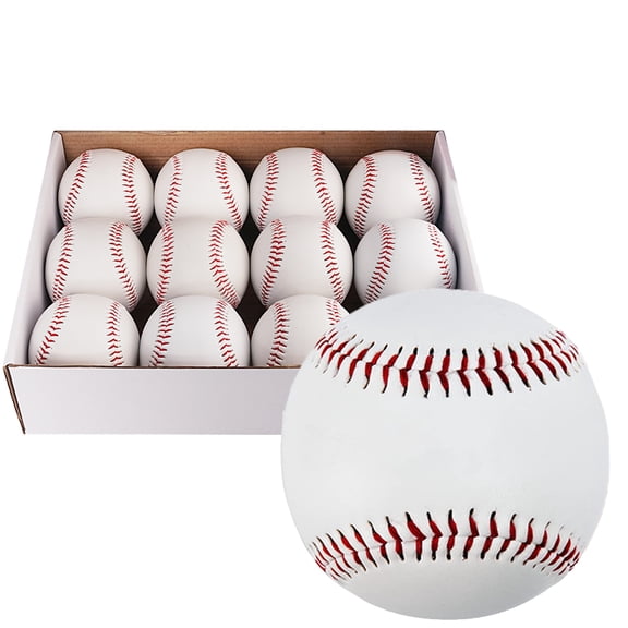 GKK 12 Pack Standard Size Adult Baseballs Unmarked & Leather Covered Training Ball Practice Baseball for Kids