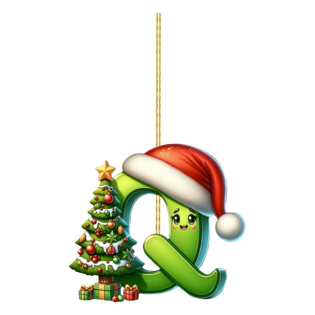 Adornos navideños, adornos navideños, regalos navideños, árbol de Navidad acrílico 2D, colgante de 26 letras, regalo decorativo, colgantes para fiestas navideñas familiares.