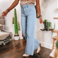 thumbnail image 4 of Clothes For Woman High Waist Wide Leg Jeans For Women Casual Loose Fit Denim Pants With Front Patch Pockets And Button Closure Pantalones De Mujer, 4 of 5