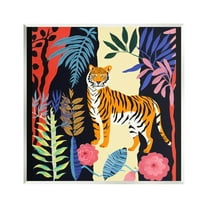 Stupell Industries Tiger & Cutout Plants Animals & Insects Painting Unframed Art Print Wall Art, 12 x 12