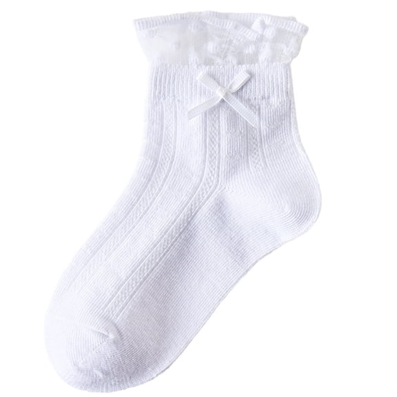 Wancir Toddler Baby Girls Ruffle Lace Socks Eyelet Mesh Cotton Frilly Ankle Soft Dress Kids Princess Socks 1-10T