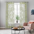 thumbnail image 5 of Sage Green Kitchen Curtains 84 Inch Length, Boho Retro Decorative Abstract Floral Ethnic Grommet Top Bedroom Living Room Curtains, Light Filtering Cafe Curtain Drapes 2 Panels Set 84''x84'', 5 of 9