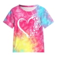 thumbnail image 4 of Caqnni 4-5 Years Teen Girls Tie Dye Printed Short Sleeved Top And Shorts Casual Set Lounge 2 Piece Yoga Tracksuit A33-Watermelon Red, 4 of 5