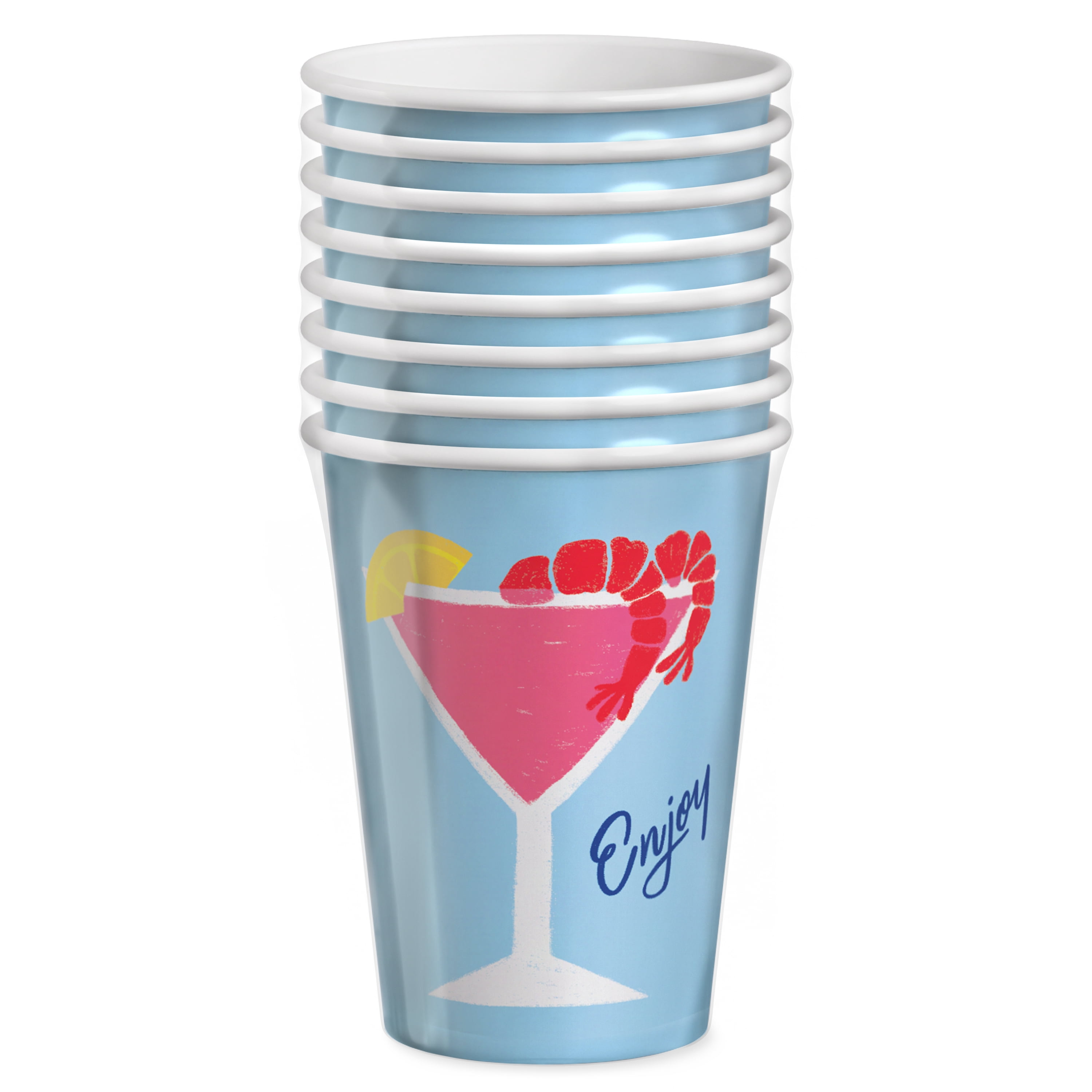 Bright Tides Enjoy Disposable Paper Cups, 9 oz, Multicolor, 8 Count, by Way To Celebrate