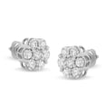 thumbnail image 3 of 14K White Gold 3 cttw Prong Set Round-Cut Diamond Floral Cluster Stud Earring (I-J color, SI1-SI2 clarity), 3 of 7