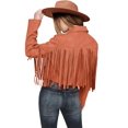 thumbnail image 1 of Abrigo PRETTYGARDEN para Mujer de Gamuza Sintética con Flecos, Corto, Naranja, Talla L, 1 of 9