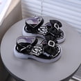 thumbnail image 4 of KPOPLK Toddler Girl Sandals Little Kids Summer Dress Shoes Open Toe Flats Cute Sandals for School Beach Party Size 7,Black, 4 of 8