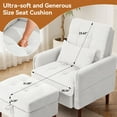 thumbnail image 4 of DREAMSIDEA Accent Chair with Storage Ottoman, Adjustable Backrest Lounge Chair with Footrest, Corduroy Reading Chair with Pillow and Side Pockets for Living Room & Bedroom-White, 4 of 6