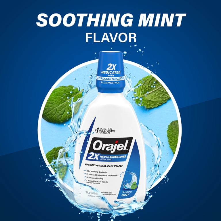 Orajel Antiseptic Mouth Sore Rinse for Canker Sores & Gum