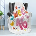 thumbnail image 4 of 16th Birthday Soft Flannel Fleece Throw Blanket, 16 Hearts Stars and Flowers Unique Girls Joyous Fun Design, Cozy Plush for Indoor and Outdoor Use, 50" x 60", Multicolor, by Ambesonne, 4 of 5