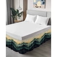 thumbnail image 4 of Abstract Art Bed Skirt King Size 16" Drop Modernism Yellow Green Gradient Collage Art Ruffled Wrap Around Bed Skirts Adjustable Elastic Bedskirt Dust Ruffle for King Size Bed, 4 of 7