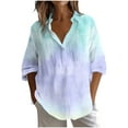 thumbnail image 2 of JTZGDY Long Sleeve Womens Fall Tops Loose Fit V Neck Button Down Graphic Tshirt Blouses Dressy Casual Elegant Tunics Collared Work Shirts Light Blue XXXL, 2 of 6