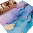 thumbnail image 2 of 5x7 Washable Area Rug, Abstract Impressionist Non-Slip Large Rectangle Rug for Living Room Bedroom, Blue Gold Marble Texture Indoor Floor Mat for Home Decor, 2 of 9