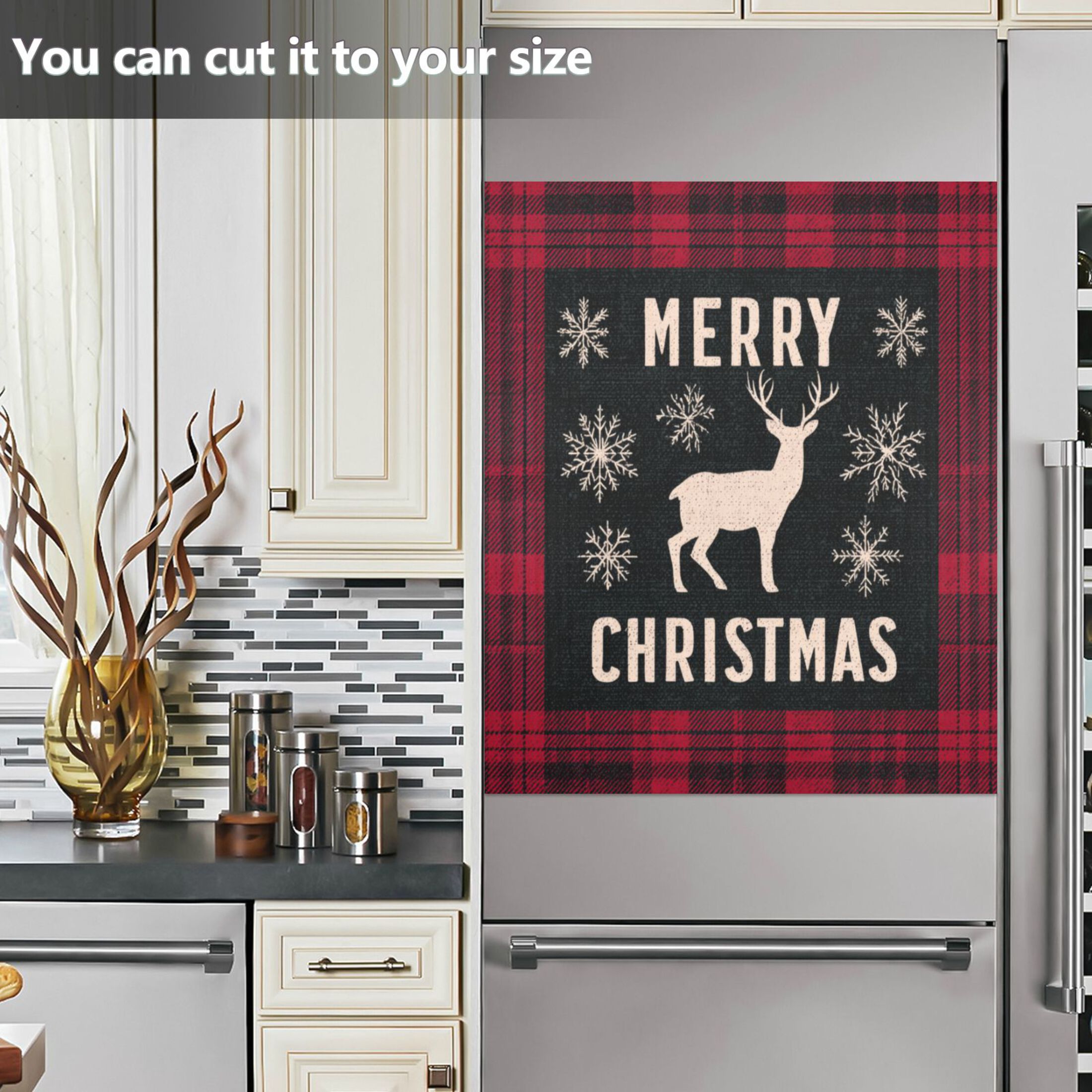 Dishwasher Magnetic Refrigerator Magnet Cover Sticker Home Decorative 23"x26" Red and Black Shirt Pattern