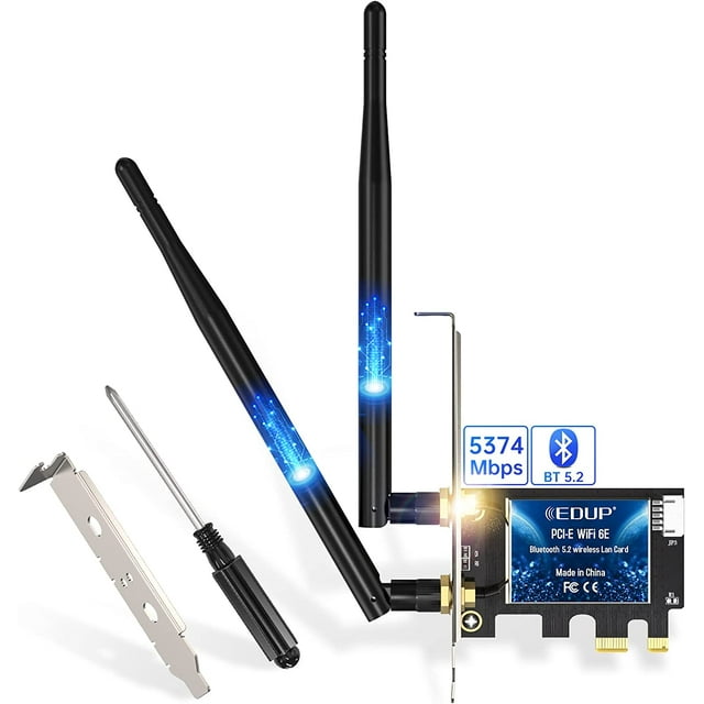 EDUP PCIe WiFi 6E Card Bluetooth 5.2 AX5400 Mbps AX210 Tri-Band 6Ghz/ 5.8GHz/2.4GHz PCI-E Wireless WiFi Network Adapter