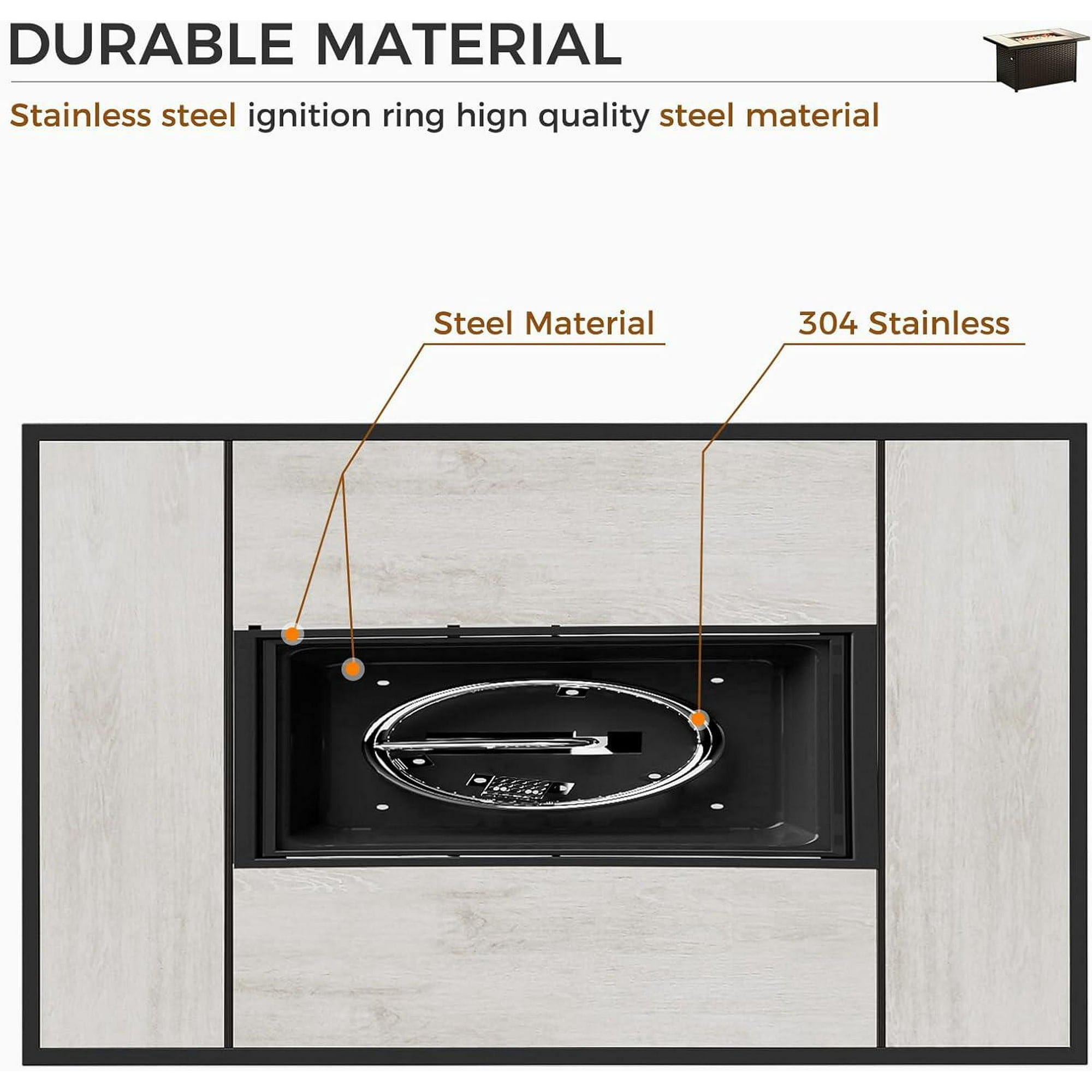 GRANDPATIO Outdoor 29 x 43 Inch Rectangle 50000 BTU Propane Fire Pit Table