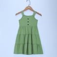 thumbnail image 3 of Girls Casual Tiered Dress Summer Vacation Sleeveless Dresses for Girl Ruffle Aline Dress Kids Travel Trendy Outfits, Green, 11 Years, 3 of 7