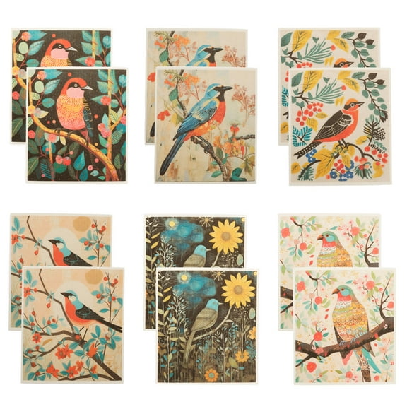 Keyohome Swedish Dishcloths for Kitchen,12 pack Reusable Kitchen Dish Towels,Non-Scratch Swedish Cleaning Cloth,Super Absorbent Cellulose Cloths,Dishwasher Safe