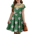 thumbnail image 2 of KISSMODA Girls Dress Casual Round Neck A Line Ruffle Sleeve Knee Length Dresses 4-13 Years, 2 of 4