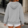 thumbnail image 6 of VBVC Women's Thumbhole Full Zip Hooded Sweatshirt , Contrast Drawstring Hoodie For Women , Ladies' Y2K Basic Long Sleeve Top with Pockets, Gray , S-2XL, 6 of 7