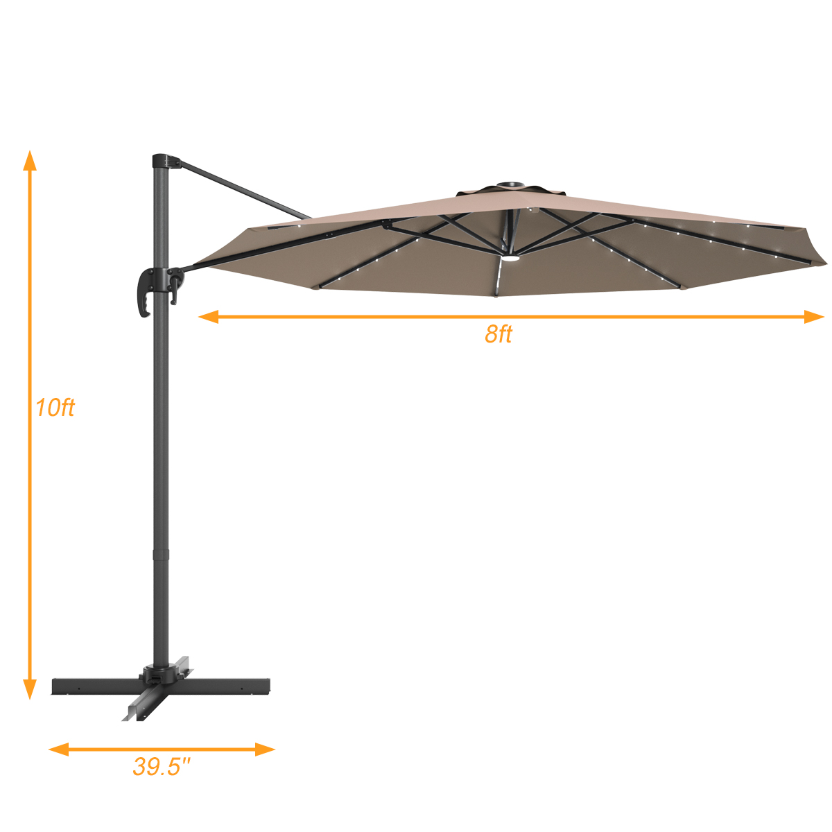 Giantex 10 Ft Patio Offset Cantilever Umbrella With Solar Led Lights 360 Degree Rotation Walmart Com Walmart Com