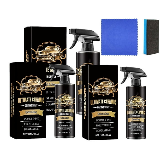 Car Paint Coating Kit,120ml Crystal Plating Agent,Scratch & Stain Protection,High-Gloss Finish,Waterproof Spray,Easy DIY Application,Includes Sponge & Cloth,Long-Term Paint Maintenance Solution