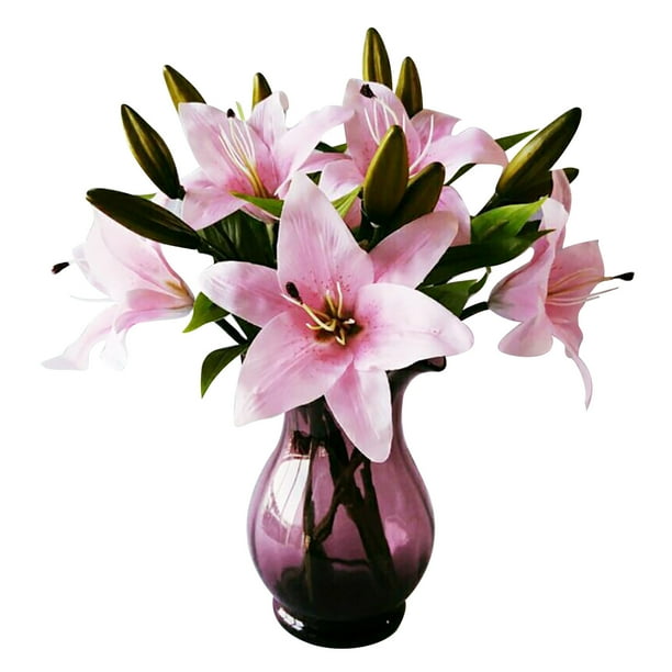 Sruiluo Artificial Lily Flower, Fake Flower Bouquet Fake Lily Wedding