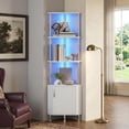 thumbnail image 1 of Corner Storage Shelf with LED Lighting - Efficient Corner Storage, Customizable Multi-Color LED Lighting, Versatile Display & Concealed Storage, Sturdy Industrial Build, 1 of 5
