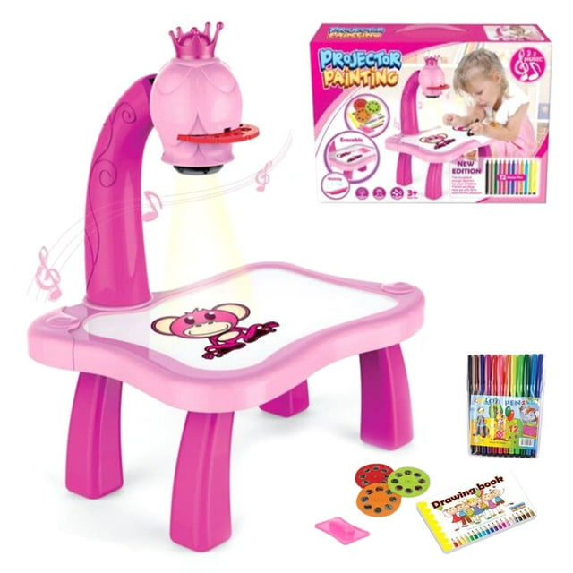 Chevalet Artistique pour Enfants Table d'Activités pour Tout-Petits Chevalet pour Enfants pour Dessin Magnétique Pliable Jouets d'Apprentissage Éducatifs Dessin de Jouets Projecteur à DEL pour Tout-Petits