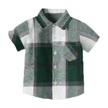 Toddler Baby Boys Classic Plaid Flannel shirt Short sleeve button down shirts Top Summer Casual Outwear Clothes