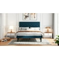 thumbnail image 2 of Sifurni Queen Bed Frame Upholstered Platform Bed with Adjustable Headboard, No Box Spring Needed, Blue, 2 of 9