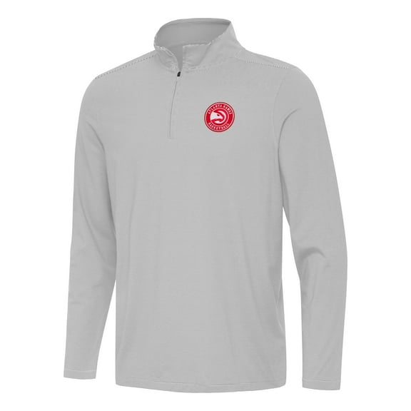 Men's Antigua  Gray Atlanta Hawks Twine Quarter-Zip Top