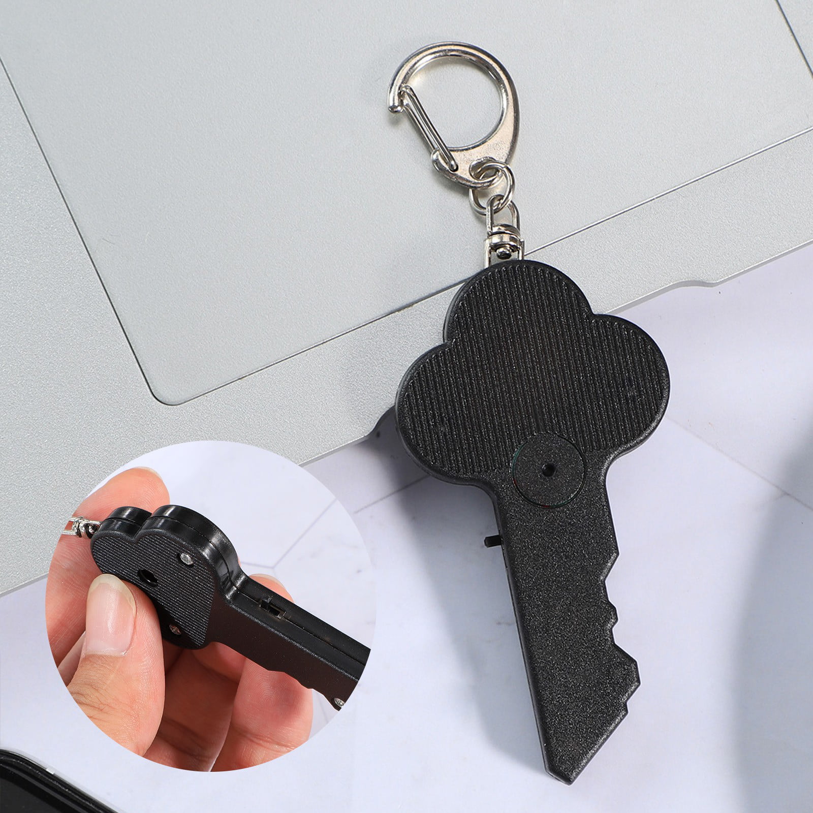 LED Anti-Lost Key Finder Locator Keychain Whistle Sound Control Keyring White CA