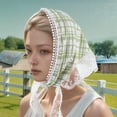 thumbnail image 2 of Unique Bargains 1 Pc French Lace Triangle Bandana Plaid Turban Crochet Hair Scarf for Women Green, 2 of 5