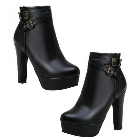 

OUNONA 1 Pair Woman Winter Autumn Boots Fashion High Heels Ankle Thick Heel Boots