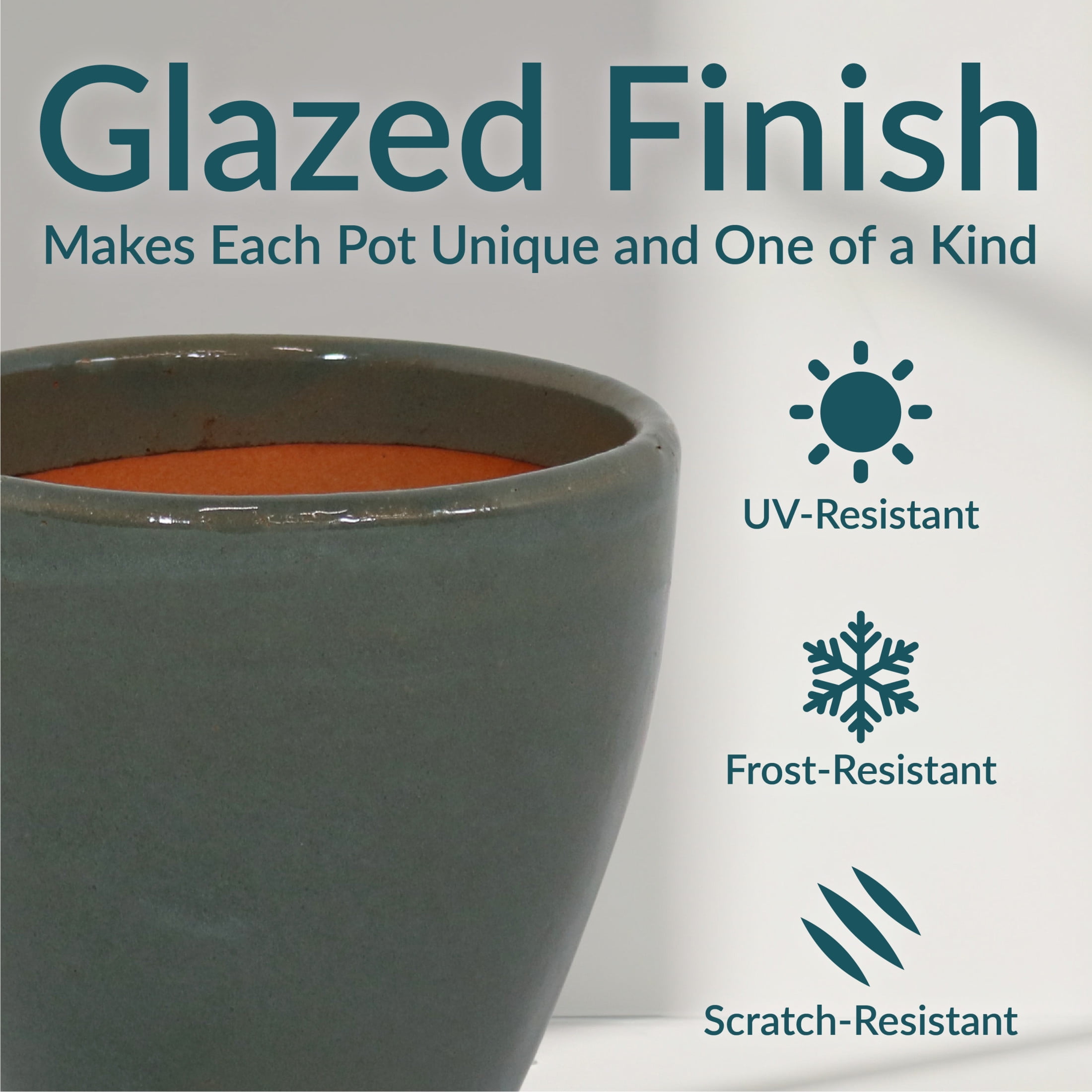 Sunnydaze Resort 8.5" x 8.5" x 8" Round Gray Ceramic Outdoor Planter 2-Count