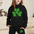 thumbnail image 2 of Girls Outfit Sets Toddler Boy Girl Long Sleeve St.Pt'S Day Clover Print Warm Hoodie Sweatpant Kids Outfits Sweat Suit,2-13Y, 2 of 4